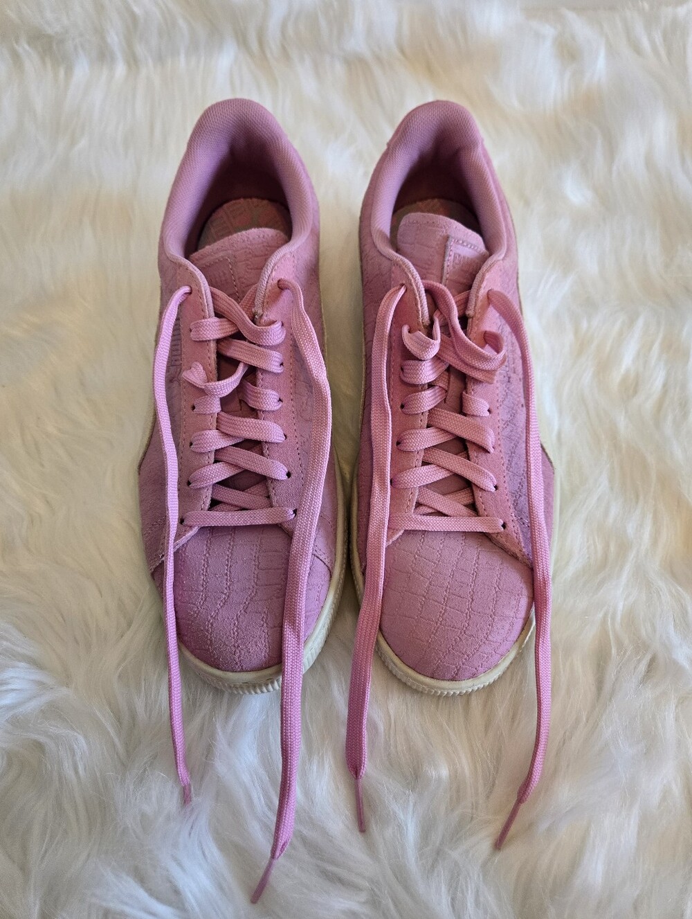 Puma Suede Classic Pink Croc Embossed Sneakers Women's Size 10 EU 41 Casual Shoe